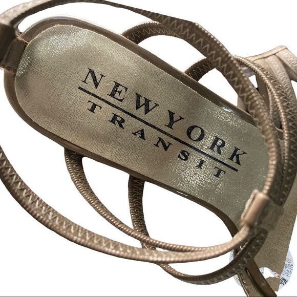 𝅺$5$ add on New York Transit- taupe patent& mesh peep toe wedge heel. - Picture 4 of 8